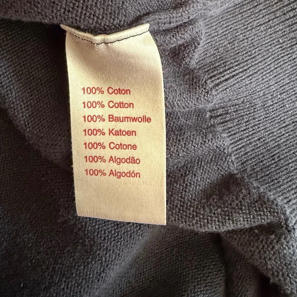 Lacoste Mens Navy Blue 100% Cotton Quarter Zip Stripe Sleeve Sweater Size xl 6 L - Picture 5 of 6